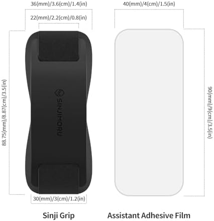 Phone Grip with Silicone Band – Comfortable One-Hand Holder & Kickstand for Smartphones, Tablets, and eReaders for iPhone, Android, and Kindle Sinji Grip Silicone Black