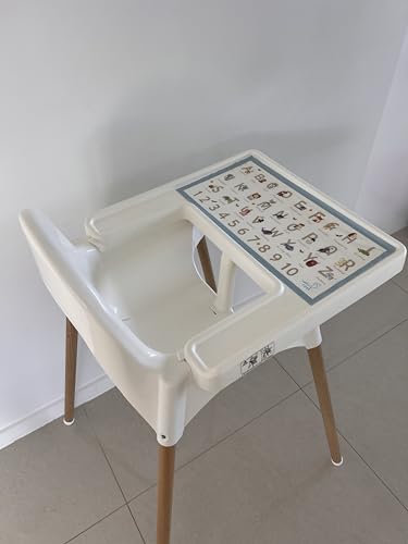Image of Nibble And Rest Disposable Placemats for Baby 20 Pack Stick-On Ikea Antilop highchair, Alphabet ABC Animal Sticky Place Mats, Kids Table Mat for Restaurants Dining Table Travel Essentials for Toddlers