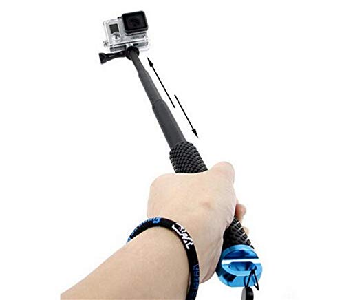 Bastao Aluminio Retratil Monopod Portatil 25-90cm Gopro 1-6 Azul