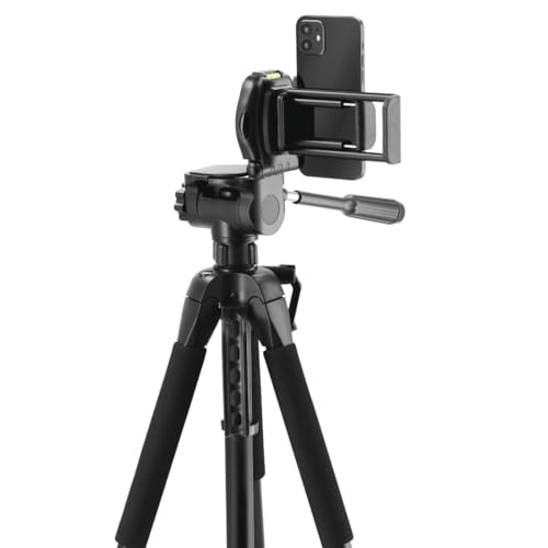 Hama Stativ Kamera Action 170 3D (Tripod mit 62-170cm H&ouml;he, Fotostativ inkl. Handy-Halterung und Tablet-Halterung, Dreibeinstativ mit 3-Wege-Kopf, Spiegelreflexkamera Stativ mit Tasche) schwarz