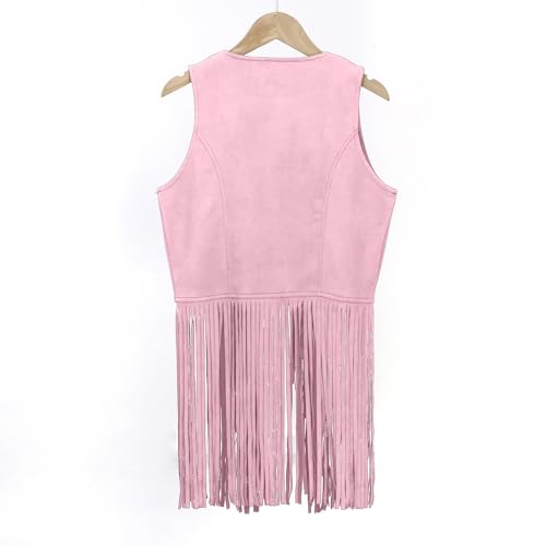 Girl's Faux Suede Tassel Vest Tops Sleeveless Kids Vests Western Retro Boho Waistcoat Cowgirl Jacket Cardigan2