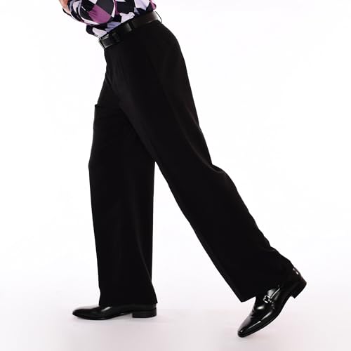 Mens 70s Black Stretch Gabardine Wide Leg Pants3