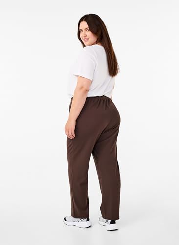 Zizzi Flash by Damen Große Größen Hose Einfarbig Straight Fit Gr Gr L Chocolate Brown