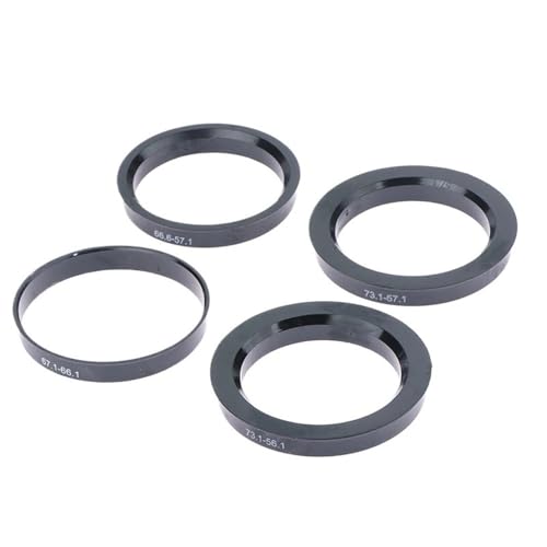 Anneaux de centrage 66.6-57.1 et 73.1-57 mm en plastique noir pour moyeu de voiture x4