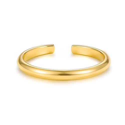 Image of BORUO Toe Rings - 925 Sterling Silver Band Ring - Waterproof 14K Gold Plated Toe Rings - Sterling Silver Rings for Women, 2 mm, 3mm, 4mm