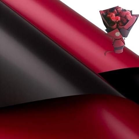 20 Pcs Black/Wine red Double Sided Color Flower Wrapping Paper,Waterproof Valentine's Day Bouquet Wrapping Paper 23x23Inch Used for DIY Crafts, Gift Packaging, Flower Shop Bouquet Packaging Cover