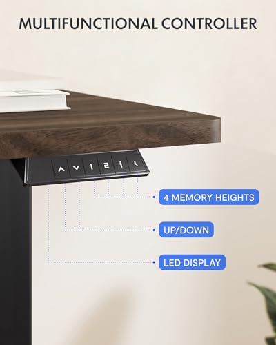 Image of FLEXISPOT 79x32 Inch Electric Large Standing Desk for Home & Office, Spacious Splice Board Desk with Cable Management & Organizer, Cup Holder & Hook, Black Walnut