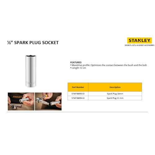 Image of STANLEY STMT88993-0 Spark Plug Socket, 16mm