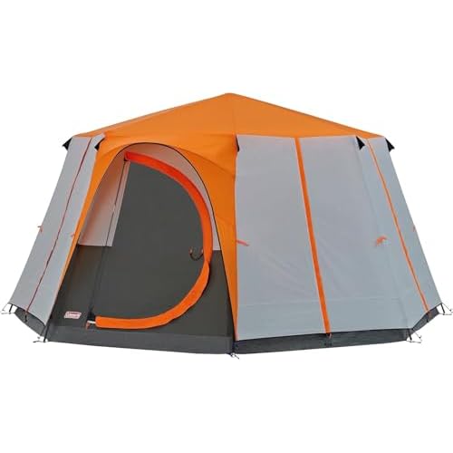 Coleman Tent Octagon, 6 Man Festival Dome Tent, 6 Person Family Camping Tent with 360° Panoramic View, Stable Steel Pole Construction, Sewn-in Groundsheet, 100 Percent Waterproof