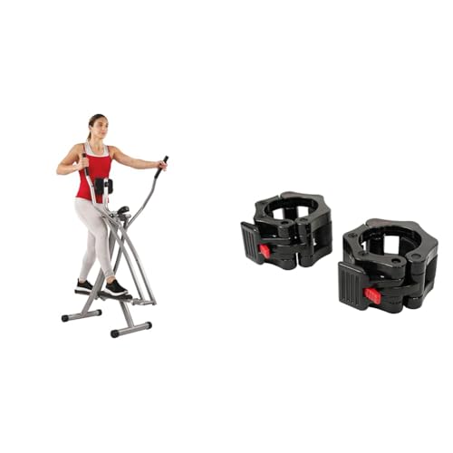 Sunny Health & Fitness Elliptical Cross Trainer w/LCD Monitor, Air Walker Exercise Machines + Locking Collar Clamps with Quick Release for Olympic Barbells for Pro Training Sunny Health & Fitness Elliptical Cross Trainer w/LCD Monitor, Air Walker Exercise Machines + Locking Collar Clamps with Quick Release for Olympic Barbells for Pro Training