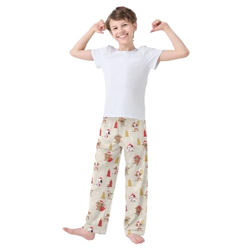 ZZXXB Xmas Tree Cow Boys Long Pants Soft Trousers Elastic Waist Kids Lounge Bottoms with Pockets S-XL2
