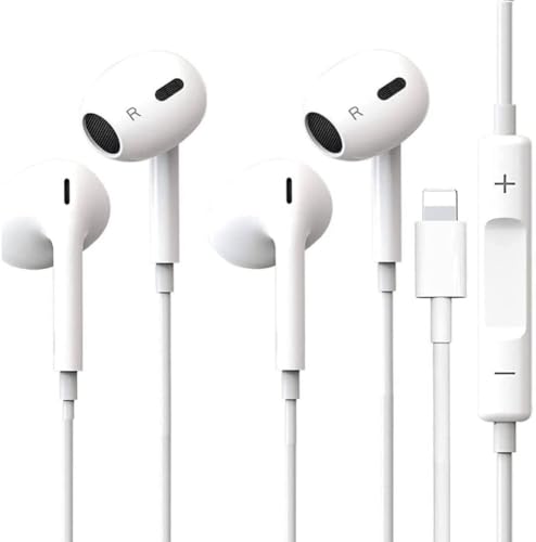 EvoMart - Auriculares con cable para iPhone 14/14 Pro/13/12/12Pro/SE/11/11Pro Max/XS Max/X/XR/8 (2 unidades)