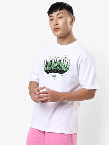 Image of Bewakoof Men's Cotton Typography Oversized Fit Half Sleeve Round Neck T-Shirt | Casual Wear | Street Wear | Oversized t Shirt for Men Cotton | Baggy
