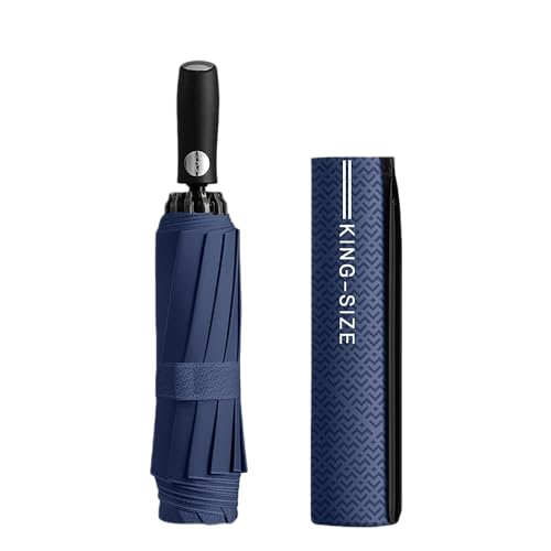 Golf Paraguas 132cm Grande Invertido Plegable para Viajes Empresariales, Apertura/Cierre Automático,Lluvia/Sol, Gran Dosel,Manga con Cremallera,10 Varillas,Hombres/Profesionales de Negocios,Mochila