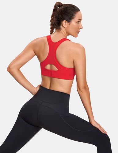 Image of SYROKAN Women's Sports Bra Front Adjustable Padded | High Impact, Racerback, Wireless, Plus Size, Full Coverage, Running Bra