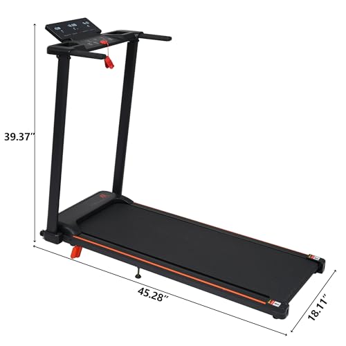Image of Treadmill with 8% Incline, Portable Treadmills for Home with Handle, Foldable Treadmills with 265 Lbs Capacity, 3.0HP Treadmill with 4 Adjustable Support Feet