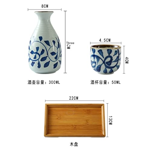 Japanse stijl wijnwerk keramische sake -pot set izakaya wijnwerk sterke spirits witte wijnglas vader's geschenken (Color : Blue, Size : 1 set) - Image 5