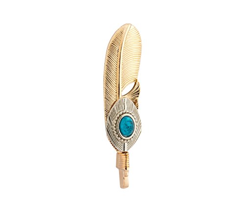 Knighthood Golden Feather with Blue Stone Detailing Lapel Pin/Brooch Golden