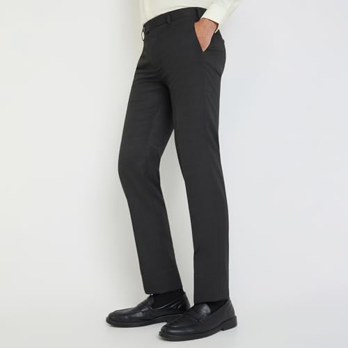 Image of Raymond Men's Checks Pattern Contemporary Fit Poly Viscose Blend Flat Front Formal Trouser