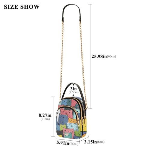 Shoulder Purse Handbag Quilted Chain Wallet Cell Phone Purse Cute Print Ladies Tote Crossbody Satchel Cute Cartoon Cat Cute3