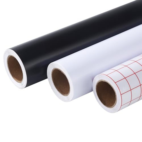 BUCOMTU 30,5 × 300 cm Transferfolie Plotter für Plotterfolie Set,2 Rolle Plotterfolie Vinyl Selbstklebend und 1 Rolle Transferfolie Vinyl für Tassen, für Deko, Geschenke & DIY-Projekte