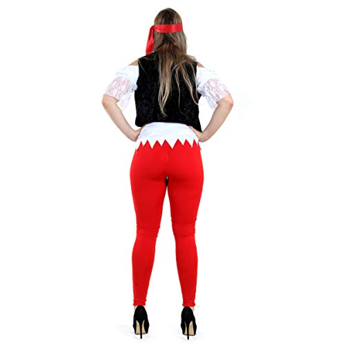 Sulamericana Fantasias Pirata Black Pearl Heat Girls Adulto, P 38/40, Vermelho/Branco