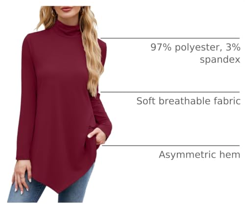 Image of JUSTFASHIONNOW Turtle Neck Shirts for Women Long Sleeve Fall Tunic Tops
