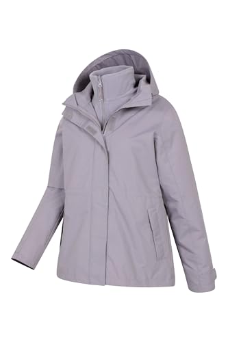 Mountain Warehouse Fell Womens 3 In 1 Jacket -Water Resistant Rain Jacket, Adjustable Hood Ladies Triclimate Coat, Packable Hood - Spring Summer, Walking Dusky Purple Women's Size 10 - 6