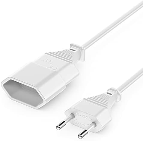 deleyCON 5m Stromkabel Verlängerung Typ-C Eurostecker Buchse - Weiß | Netzkabel Verlängerungskabel, Typ-C-Stecker Eurostecker auf Typ-C Euro Buchse, für TV, PC, Monitor, Beamer, La