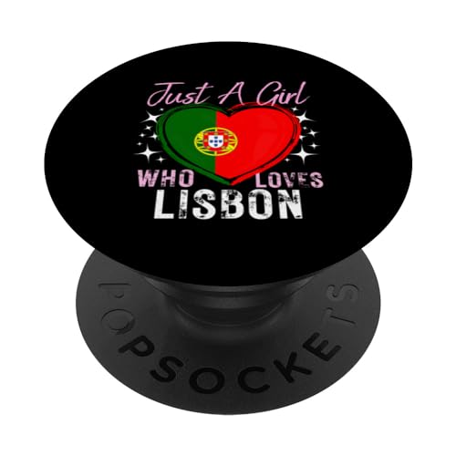 Portugal Just A Girl Who Loves Lisbon Heart Flag Girls PopSockets Swappable PopGrip