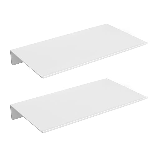 Danpoo 8 inch White Small Floating Shelves for Wall Organizer & Storage, Mini Display Shelves, Metal Wall Shelves for Bathroom, Living Room, Kitchen, Bedroom(2-Pack)