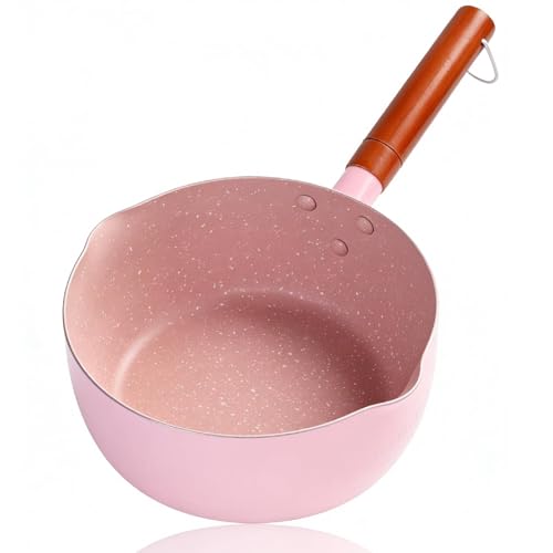 Saucepan 18cm 7inch Dia Nonstick Milk Pan Saucepan with Pouring Lip Butter Warmer Pan Induction Hob Small Milk Melting Boiling Pot for All Stoves