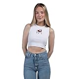 Hype & Vice Cut-Off Tank for Women (Medium) - University of Georgia Top for Women, Cropped Fit Tank Top, College Shirts for Game Days - White