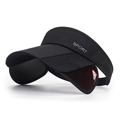 Ajg Summer Sun Visor Hats For Women Retractable Brim Adjustable Sun Protection Baseball Golf Tennis Cap (Black) #TOP14