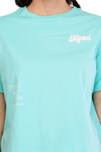 Image of ASTRAPE & BRONTE Oversized Printed Ladies T-Shirt - Virgin Cotton, Puff Print, Casual Wear - Comfortable, Trendy Graphic T Shirt