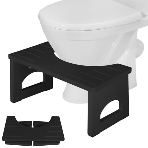 Foldable Toilet Potty Stool for Adults,Wood Portable Squatting Poop Foot Stool, Bathroom Non-Slip Toilet Assistance Step Stool - Gifts for Kids Seniors
