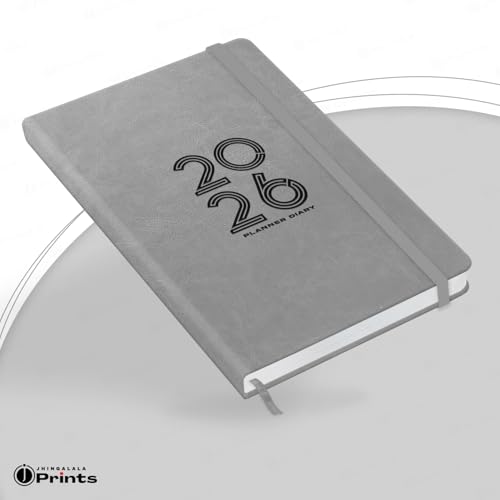 Image of Jhingalala Diaries - Hard Bound Leather Cover 2026 Diary with 365 Dates I Daily Planner Diary 2026 With Calendar | Size A5 15x21 cms (Grey)