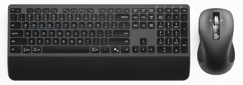 Wireless Keyboard and Mouse with Wrist Rest, Full Size Multi...