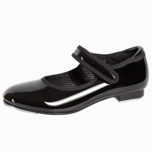 Asyusyu Girls Tap Shoes Split Sole Black Tap Dance Shoes for Girls Kids-9 UK Child