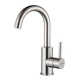 GRIFEMA Waschtischarmatur Bad (Hoch) mit 180 mm Auslaufhöhe – 360° drehbarer Wasserhahn aus Edelstahl, Einhebelmischer für Waschbecken & Gäste-WC, inkl. G 3/8\ Anschlussschläuche, G1002A