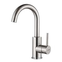 GRIFEMA Waschtischarmatur Bad (Hoch) mit 180 mm Auslaufhöhe – 360° drehbarer Wasserhahn aus Edelstahl, Einhebelmischer für Waschbecken & Gäste-WC, inkl. G 3/8\ Anschlussschläuche, G1002A