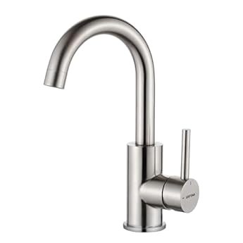 Foto di GRIFEMA Miscelatore Lavabo Bagno Alto Grigio Opaco, Rubinetto Girevole a 360° in Ottone, Monocomando Moderno Antracite per Lavandino, Bocca Alta 180mm, Design Anti-corrosione, Attacco G3/8, G1002A