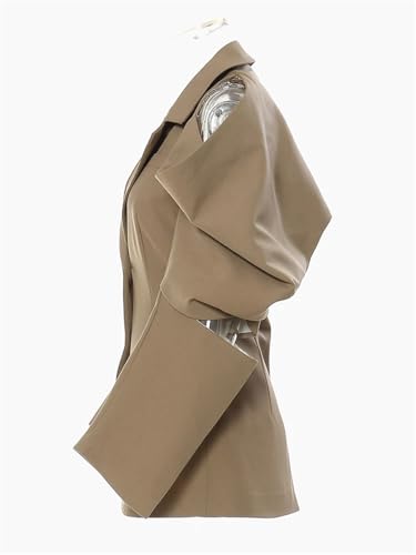 Women's Off Shoulder Chain Large Size Blazer Lapel Long Sleeve Loose Jacket3