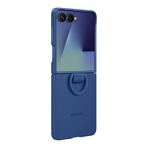 Image of Samsung Galaxy Z Flip7 Official Ring Phone Case Silicone, Easy to Carry, Soft, Sleek, US Version, Navy