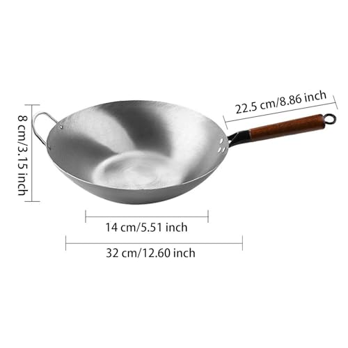 Wok de fierro con mango de madera, 36 cm con orejas miniatura 6