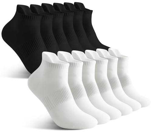 TooTooLong 6 Pairs Ankle Athletic Socks Moisture-Wicking Ribbed Design Multiple ColorsSocks for Men and Women