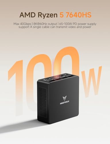 Image of MINISFORUM Mini PC UM760 Slim, AMD Ryzen 5 7640HS Processor(6C /12T, Up to 5.0GHz), 16GB DDR5 RAM & 512GB PCIe 4.0 SSD Mini Computer, Support 8K@60Hz HDMI 2.1 /USB4 Output, WIFI6E /BT5.3 /Auto Power On
