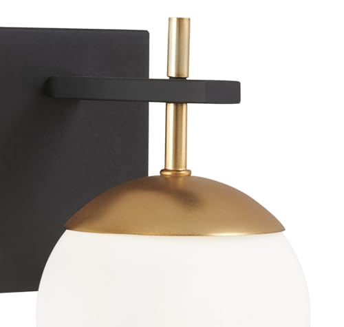 Image of GEORGE KOVACS P1350-618 Alluria Wall Sconce, 1-Light, 75 Total Watts, 9.75-in H x 6-in W, Weathered Black with Autumn Gold