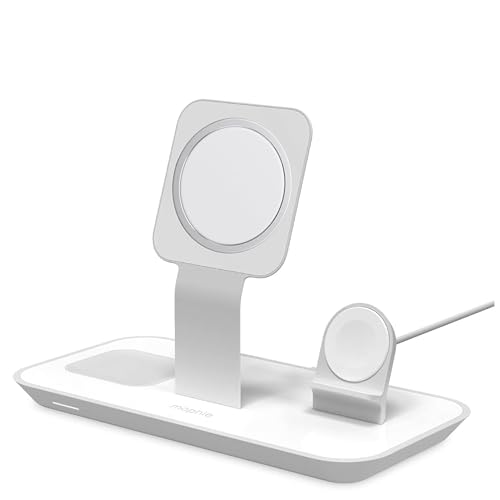 MOPHIE 3-in-1 Wireless Charging Dock Valet for Apple iPhone AirPods & Apple Watch Rapid Charger Wireless Charger Stand for Mag-Safe Charging (Renewed)