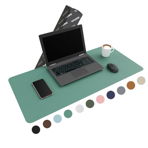 WURK [80 cm x 40 cm] Sous-main en cuir PU de qualité supérieure - grand sous-main - tapis de souris XXL - sous-couche antidérapante (turquoise)